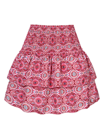 Ruffled Floral Half-length Pleated Skirt