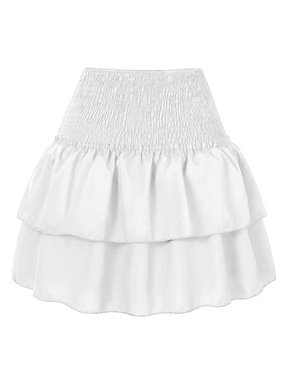 Ruffled Floral Half-length Pleated Skirt