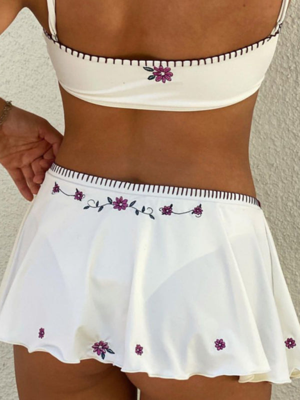 Skirt Bottom Embroidered Bikini