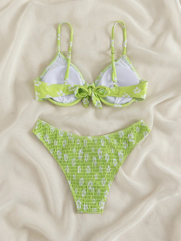 Underwire push-up sexy little flower swimsuit