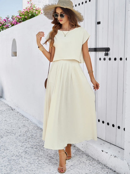 New spring and summer casual sleeveless top and long skirt suit