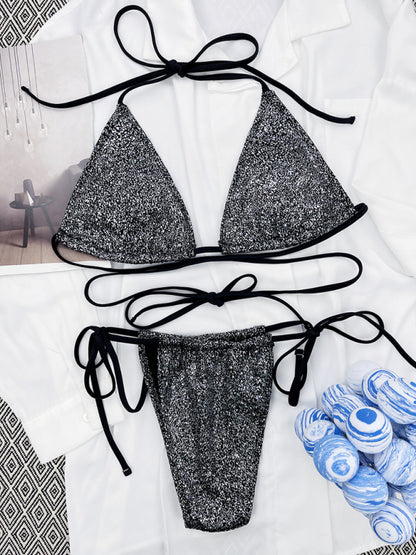 Fashionable Sparkle strap triangle bikini