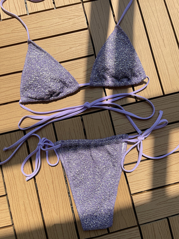 Fashionable Sparkle strap triangle bikini