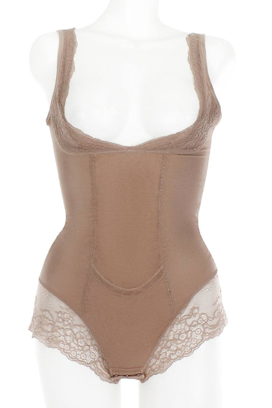 Mesh With Floral Lace Shapewear Bodysuit