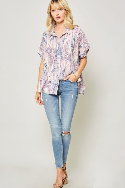 Ornately Patterned Woven Top