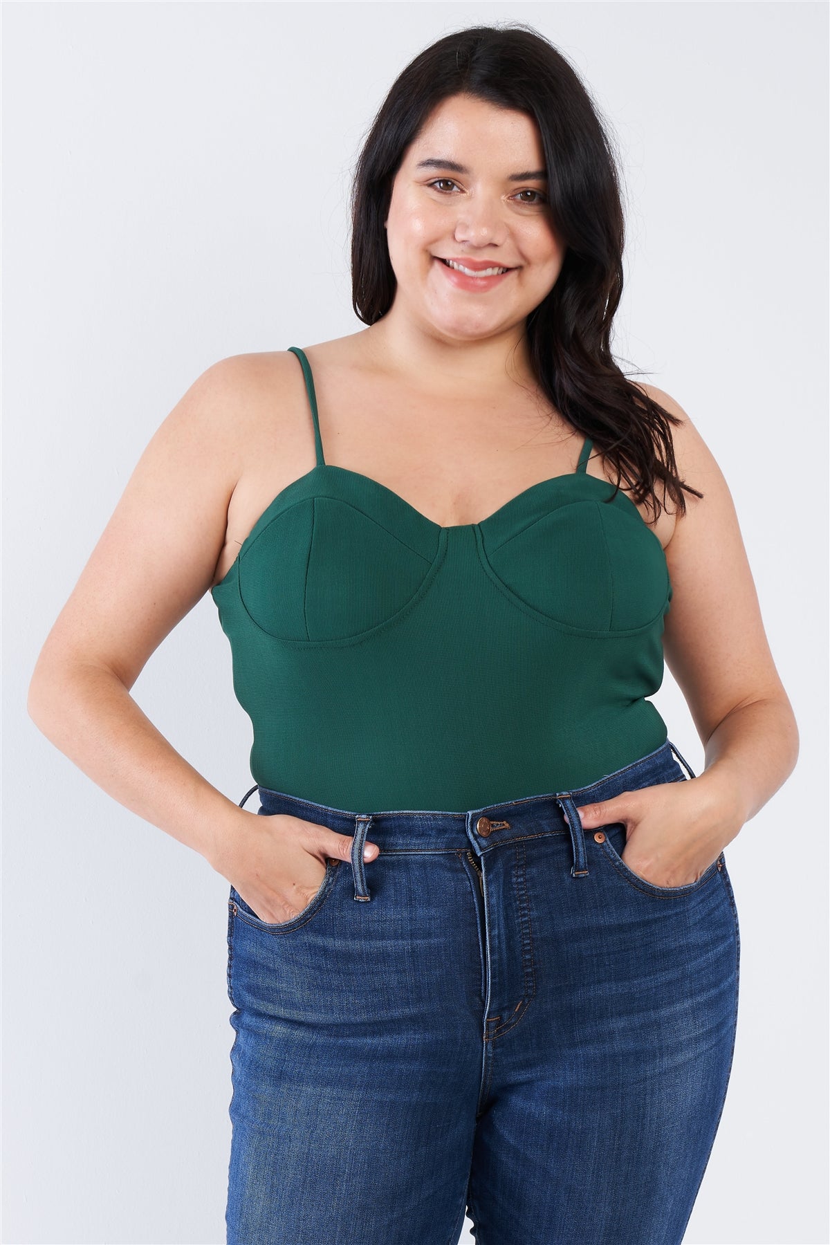 Plus Size Spaghetti Strap Cup Bodysuit