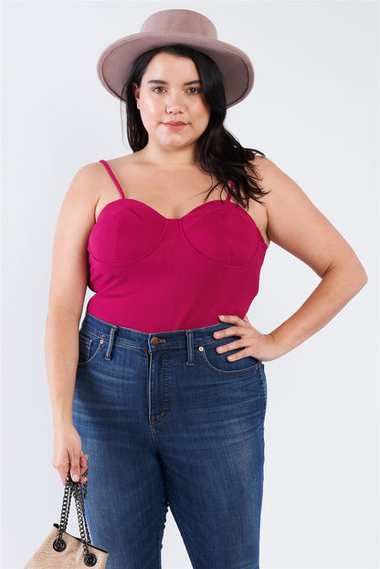 Plus Size Spaghetti Strap Cup Bodysuit