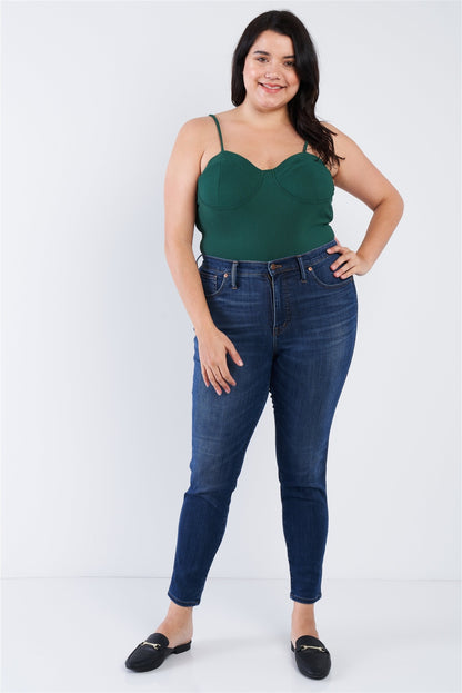 Plus Size Spaghetti Strap Cup Bodysuit