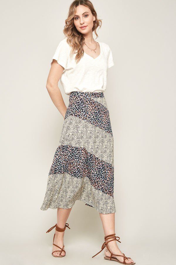 Floral-print Woven Midi Skirt