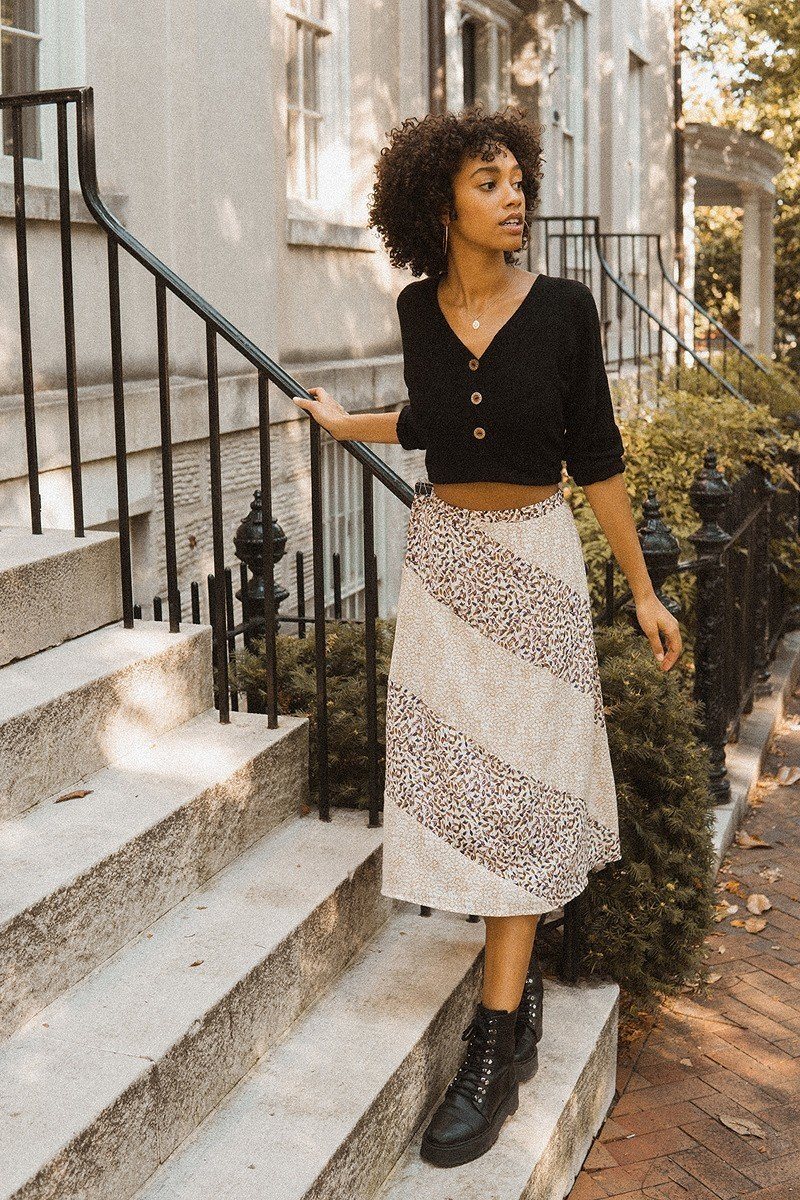 Floral-print Woven Midi Skirt