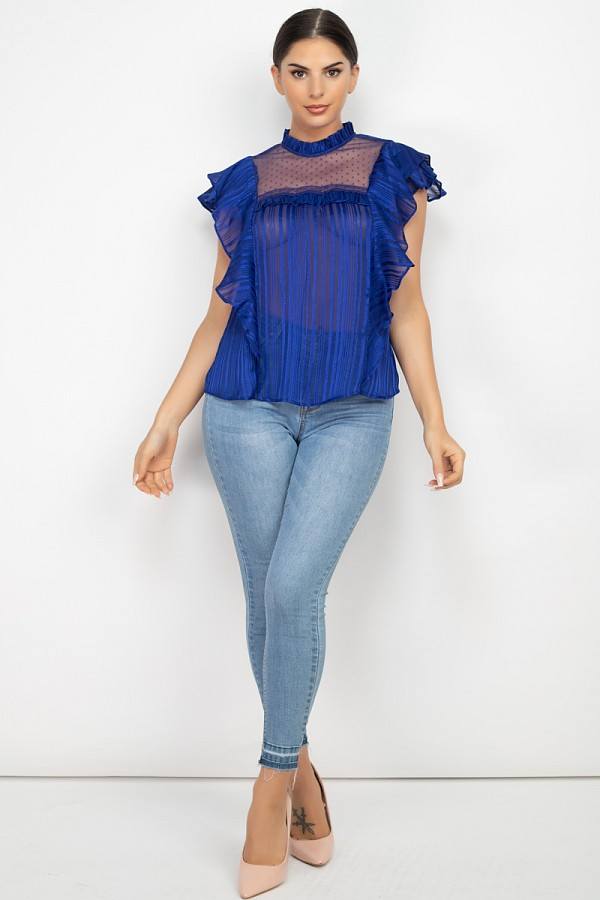 Short Sleeve Ruffle Shadow Top