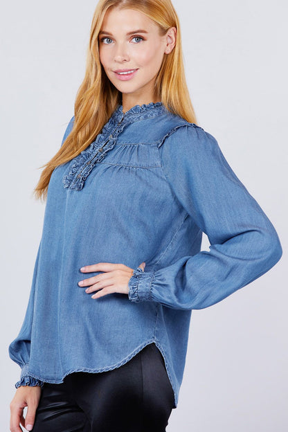 Top de tencel con detalle de volantes