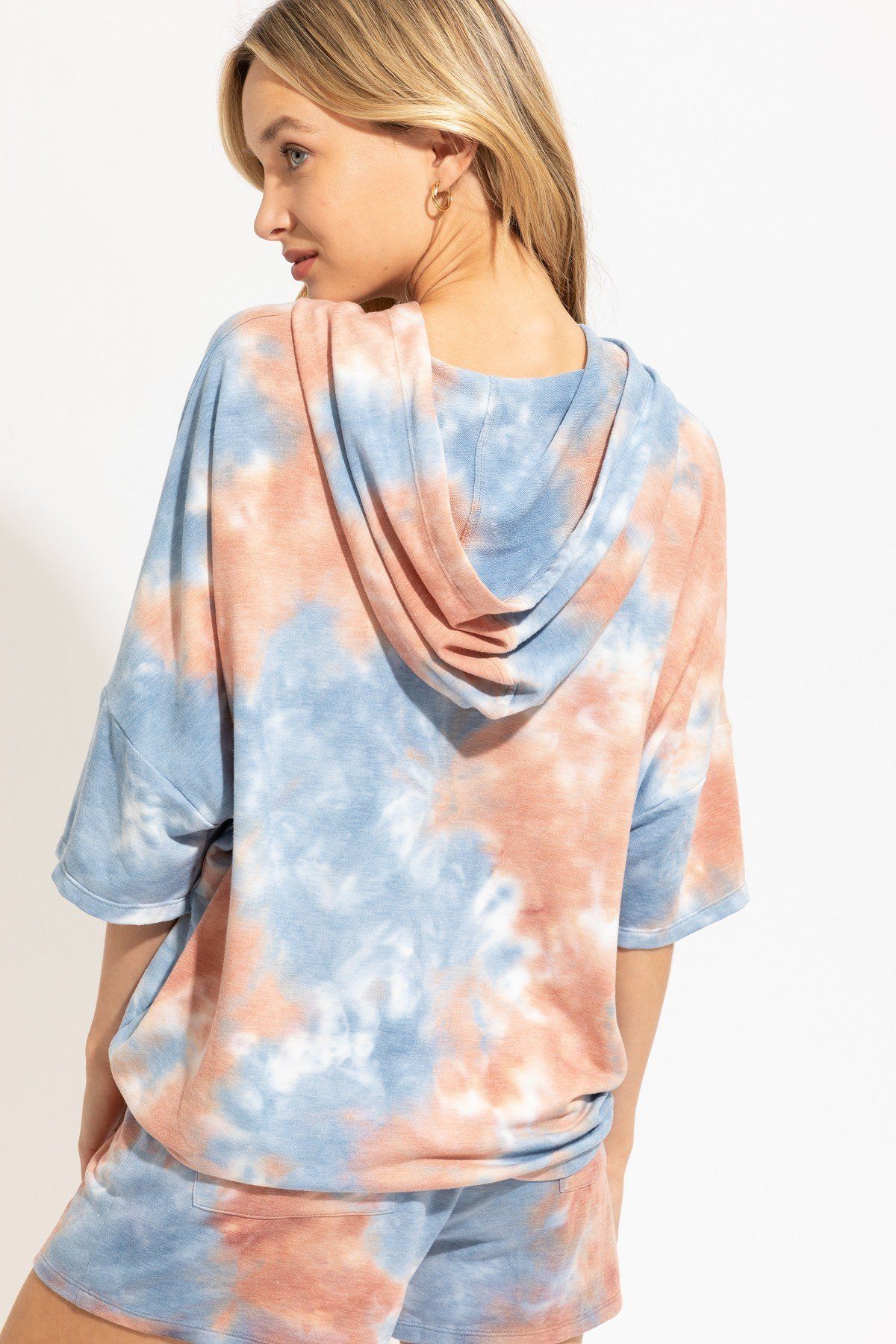 Sudadera con capucha de punto con efecto tie-dye