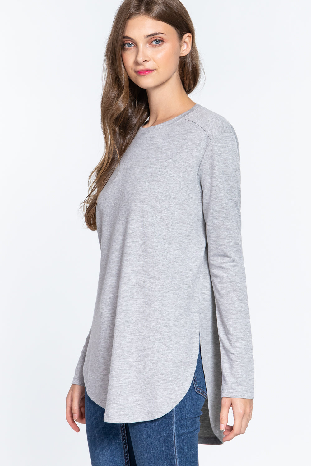 Long Slv Side Slit French Terry Tunic