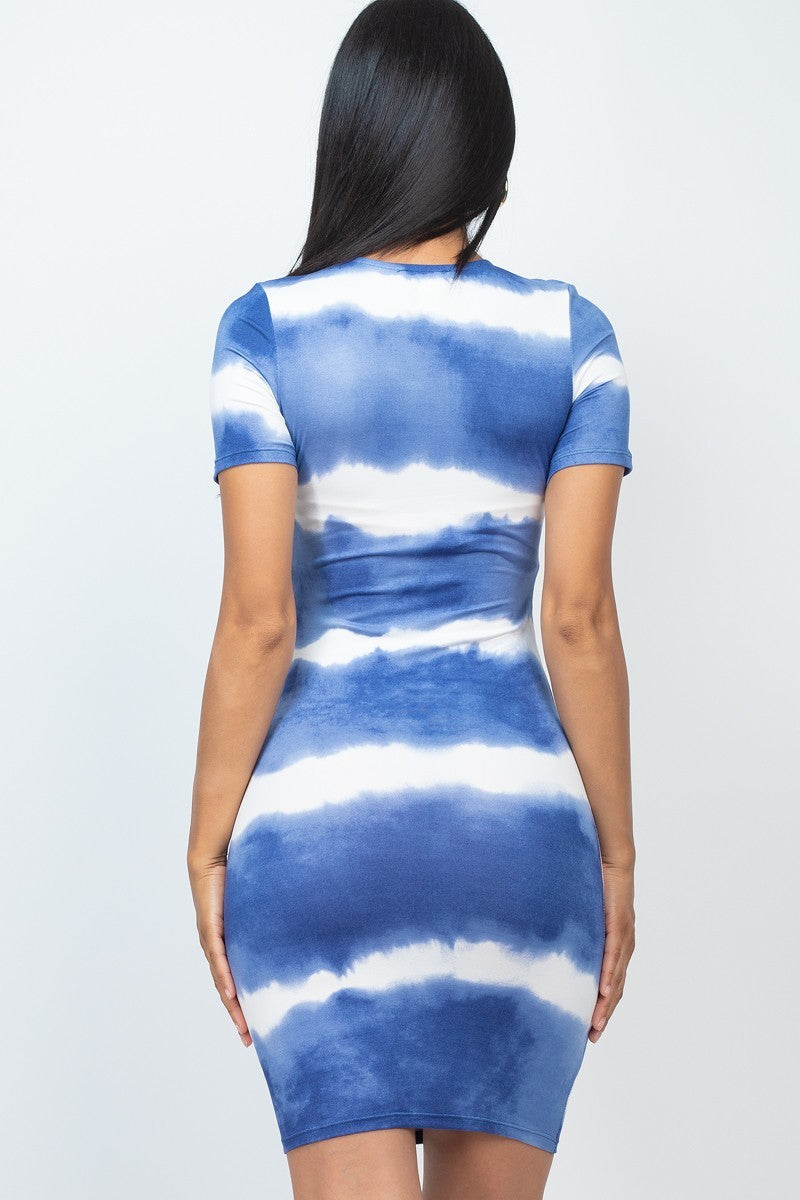 Stripe Tie-dye Printed Mini Dress