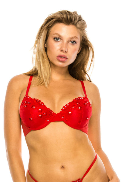 Adjustable Bra w/ Flower Detail