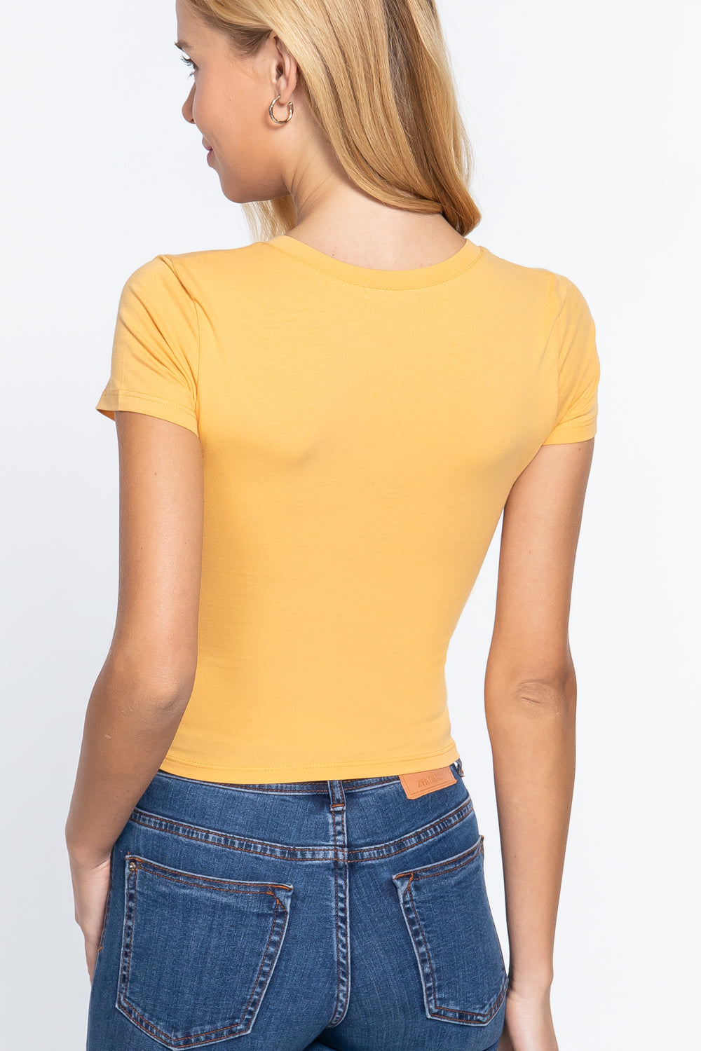 Short Sleeve V-neck Crop Top