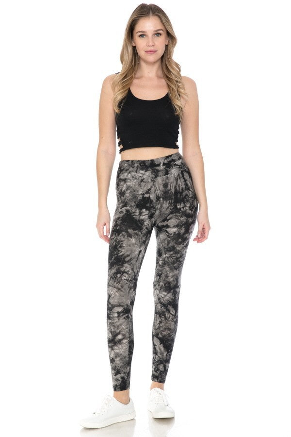 Yoga Style Banded Lined Multi Printed Knit Legging With High Waist