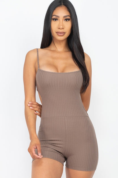 Ribbed Sleeveless Back Cutout Bodycon Active Romper | 6 Color Options!