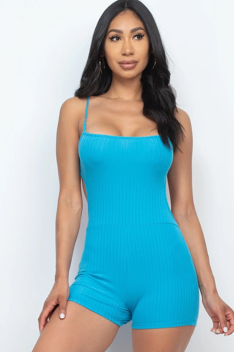 Ribbed Sleeveless Back Cutout Bodycon Active Romper | 6 Color Options!