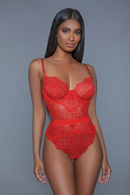 Body de encaje rojo Teddy