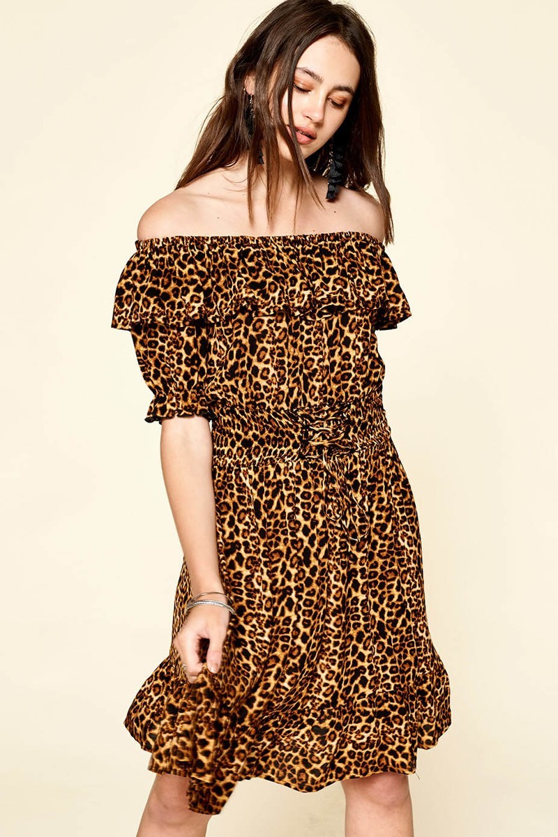 Vestido tejido con estampado de leopardo