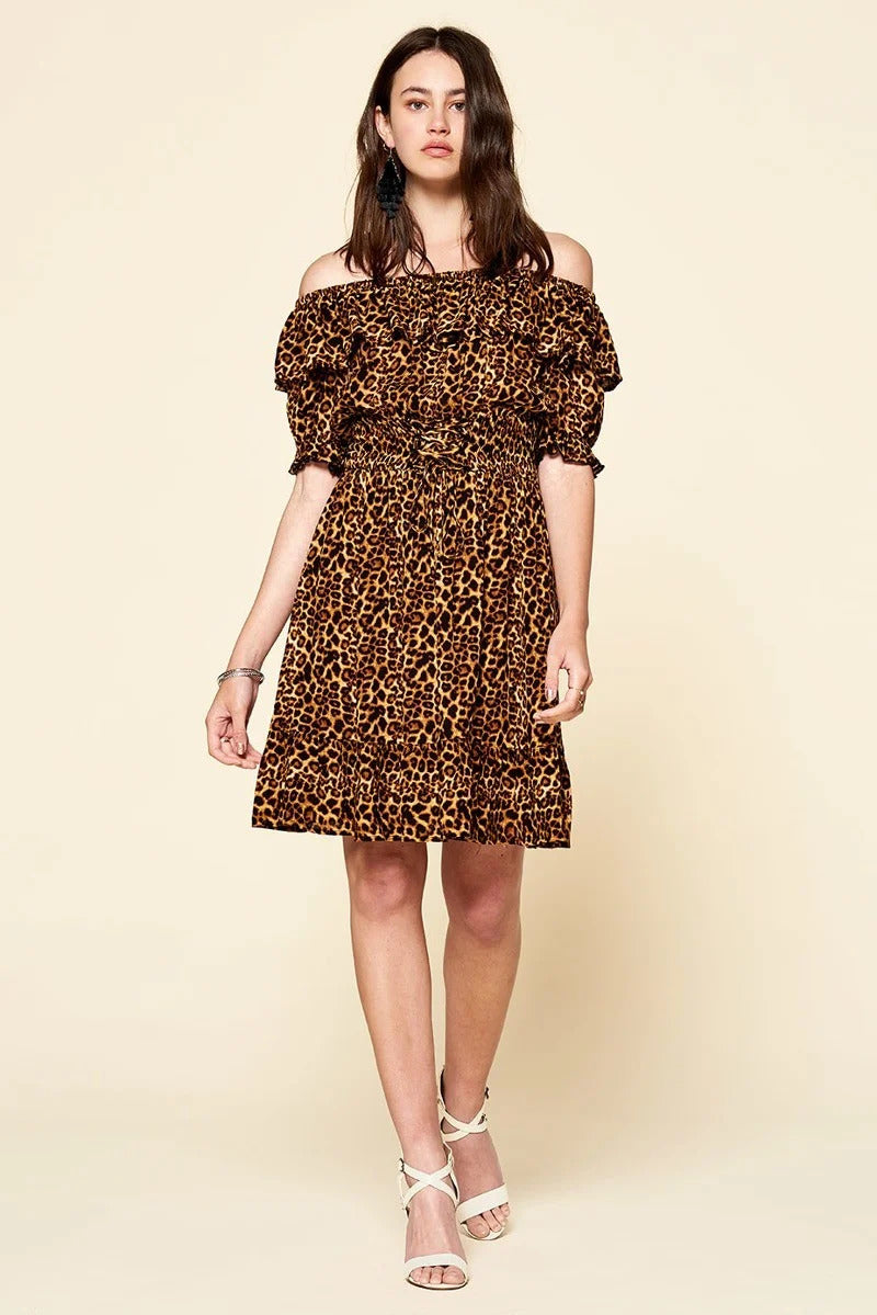 Vestido tejido con estampado de leopardo