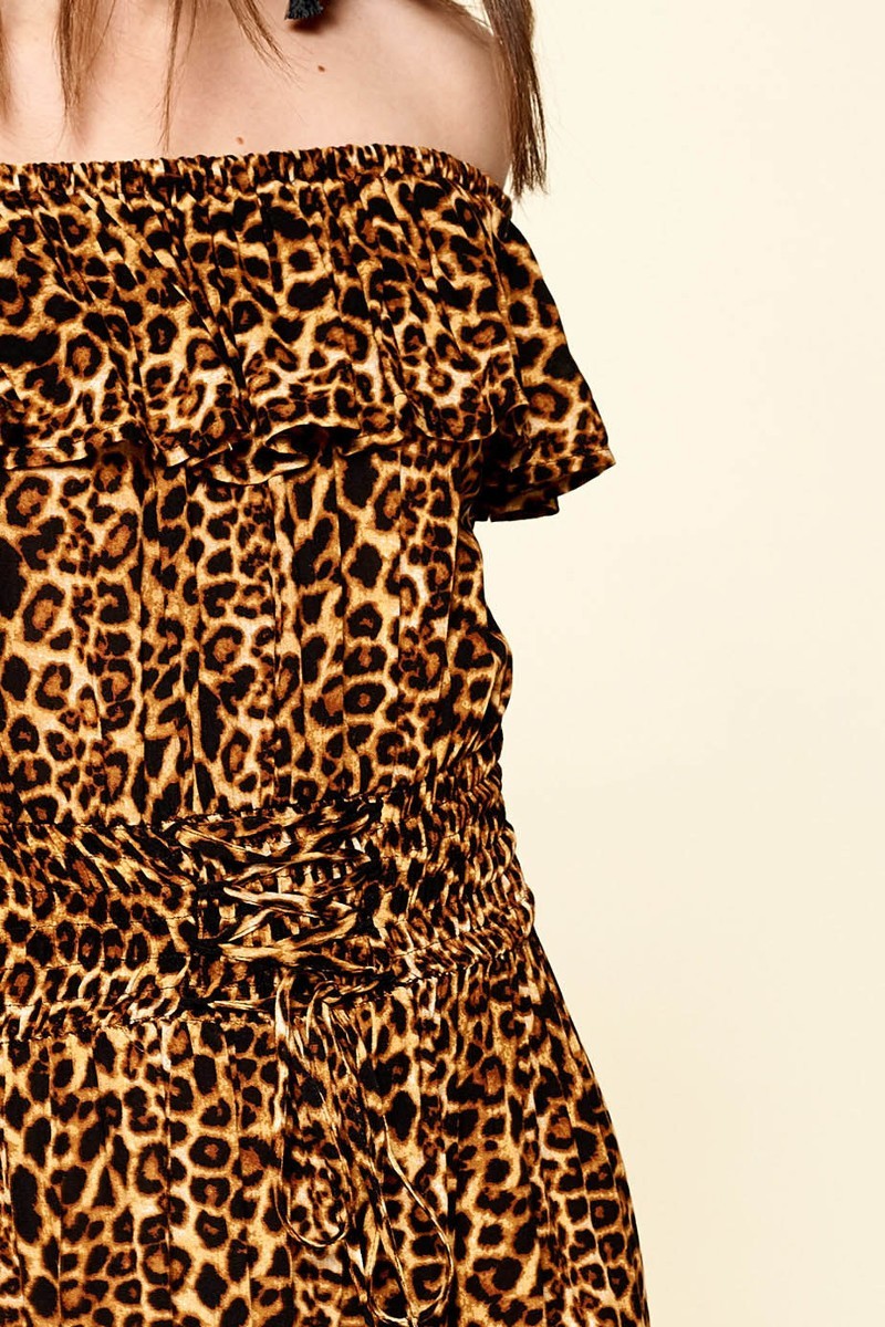 Vestido tejido con estampado de leopardo