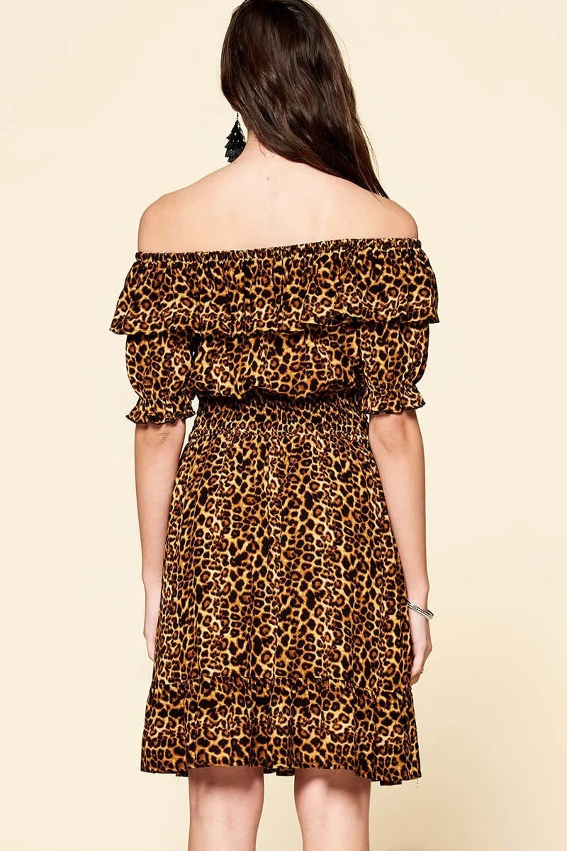 Vestido tejido con estampado de leopardo