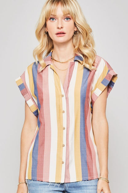 Blusa de rayas multicolor