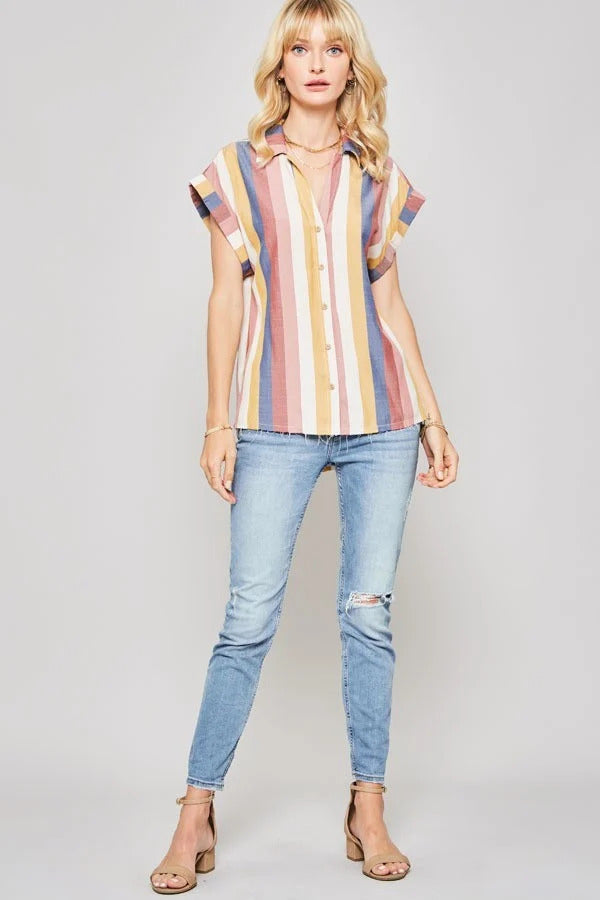 Blusa de rayas multicolor