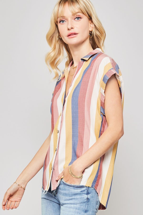 Blusa de rayas multicolor