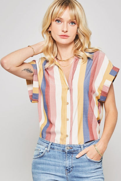 Blusa de rayas multicolor