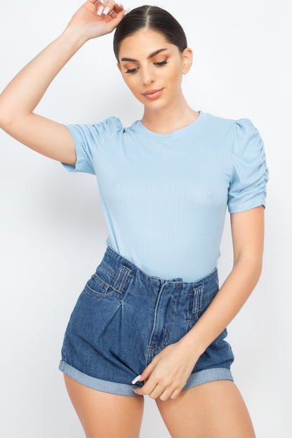 Short Ruching Sleeve Top