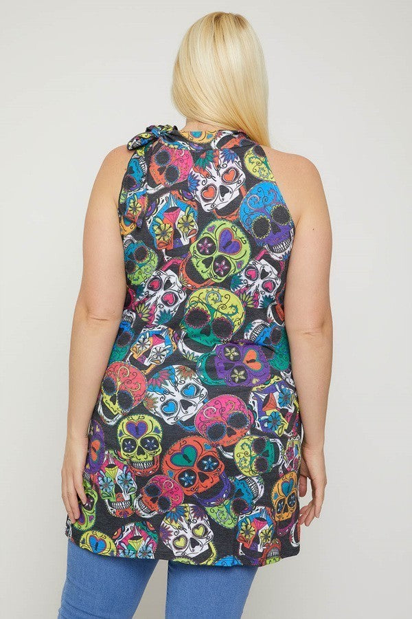 Minivestido con calavera de azúcar