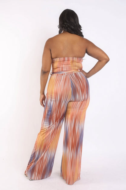 Printed Tube Jumpsuit With Self Belt