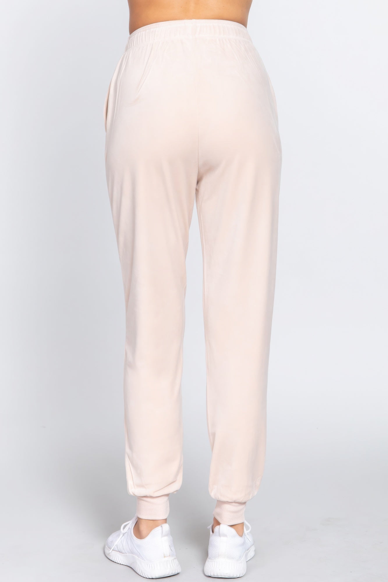 Waist Elastic Velour Long Jogger Pants