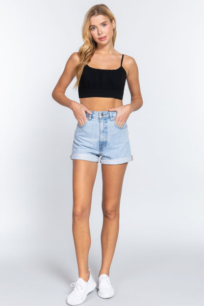 Back Ribbon Tie Cami Crop Top