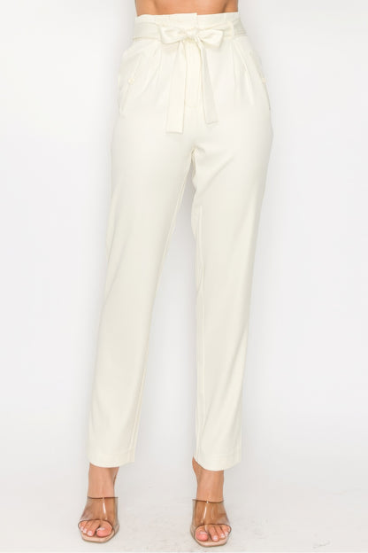 High-rise Paper Bag Belted High-rise Pants