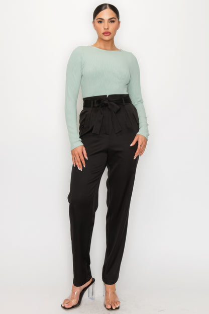 High-rise Paper Bag Belted High-rise Pants