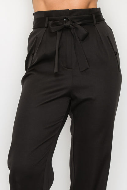 High-rise Paper Bag Belted High-rise Pants