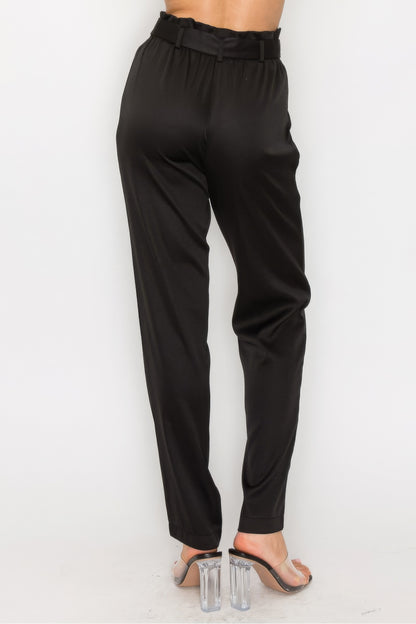 High-rise Paper Bag Belted High-rise Pants