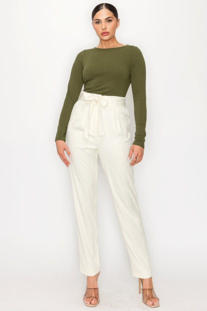 High-rise Paper Bag Belted High-rise Pants