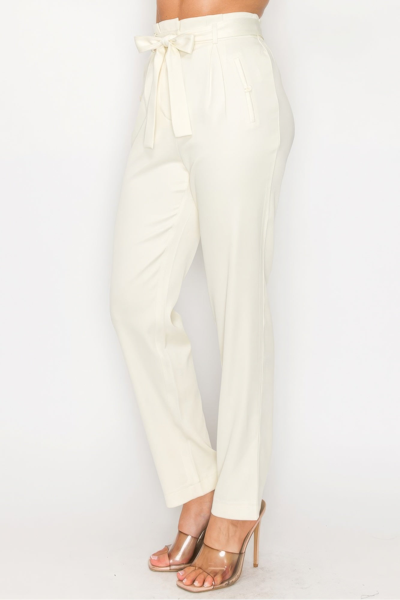 High-rise Paper Bag Belted High-rise Pants