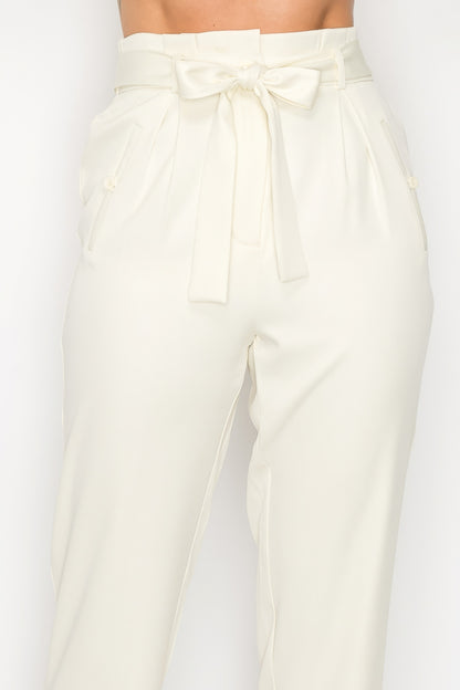 High-rise Paper Bag Belted High-rise Pants