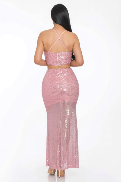 Sxy Back Sequin Maxi Dress