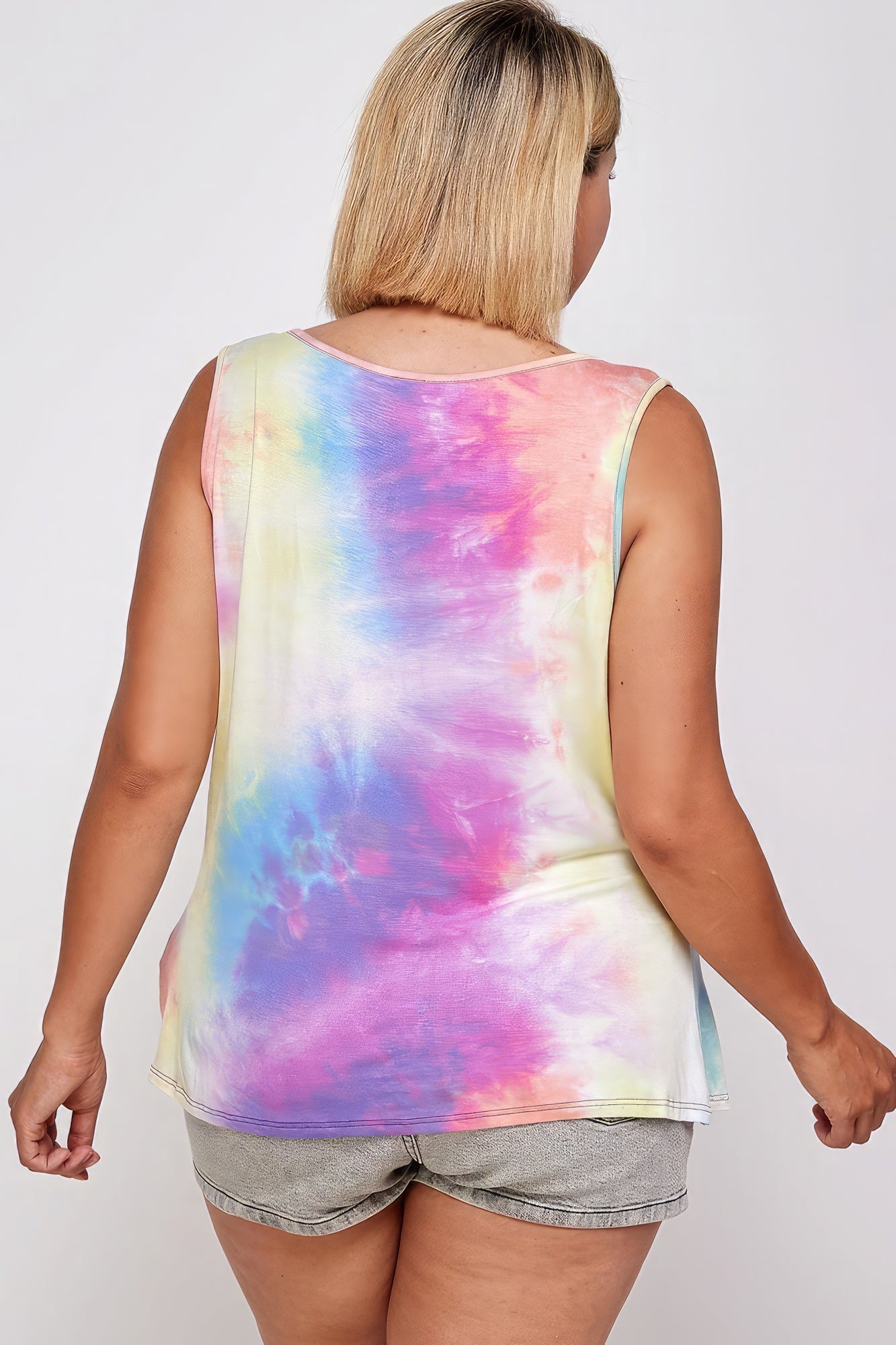 Camiseta sin mangas Tie Dye con detalle de tachuelas, ajuste holgado, uso informal fácil