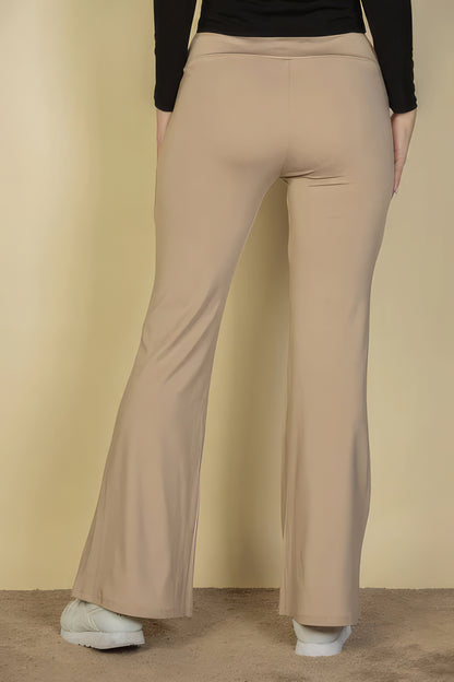 Front Pocket High Waist Casual Flare Pants