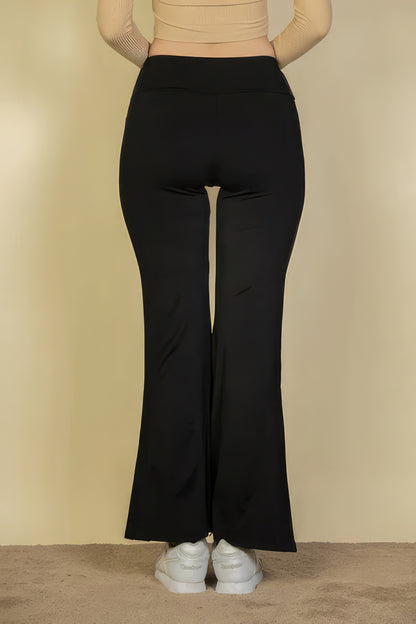 Front Pocket High Waist Casual Flare Pants