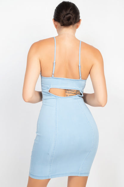 Front Button Denim Mini Dress